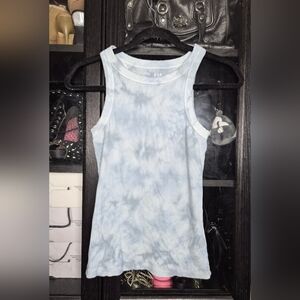 5 For $25✨️Gap Womens Extra Small Xs Tie Dye Blue Rib Knit Soft Tank Top Shirt
